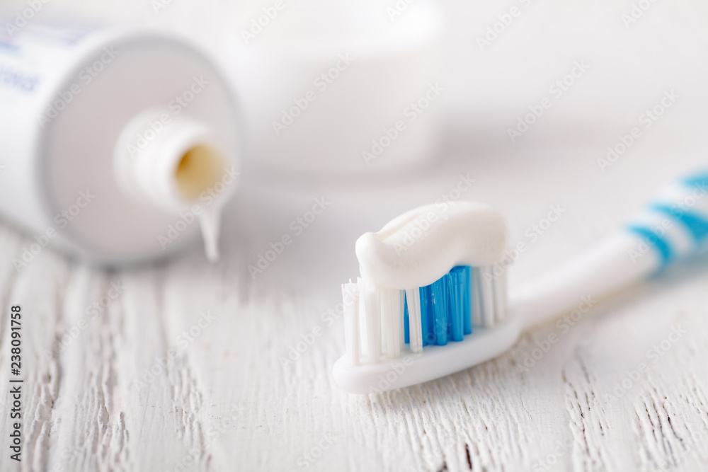 nature Toothpaste, close up view on table nature Toothpaste, close up view on table