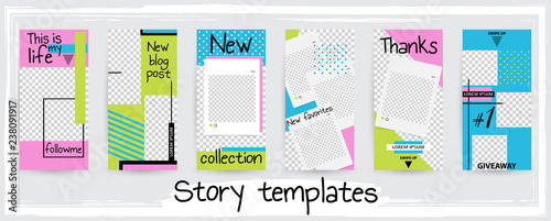 Trendy editable template for social networks stories, vector illustration.