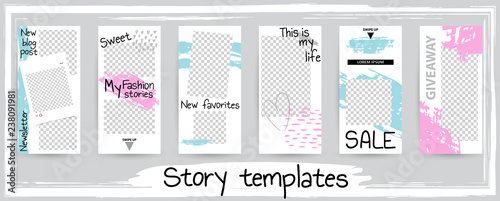 Trendy editable template for social networks stories, vector illustration.