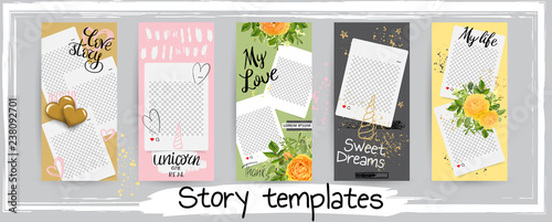 Trendy editable template for social networks stories, vector illustration.