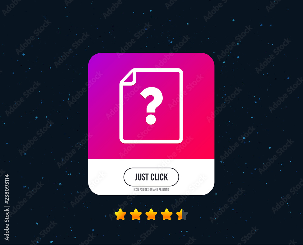 File document help icon. Question mark symbol. Web or internet icon design. Rating stars. Just click button. Vector