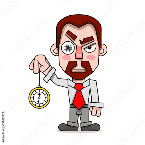 hypnotist with a clock in a shirt and tie vector