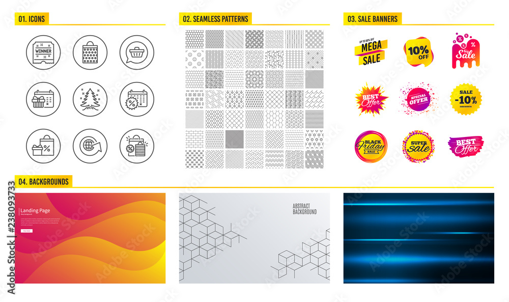 Vecteur Stock Seamless Pattern Shopping Mall Banners Set Of Calendar vecteur-stock-seamless-pattern-shopping-mall-banners-set-of-calendar