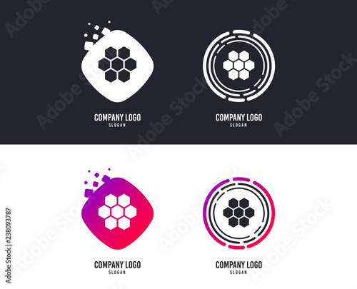 Logotype concept. Honeycomb sign icon. Honey cells symbol. Sweet natural food. Logo design. Colorful buttons with icons. Vector