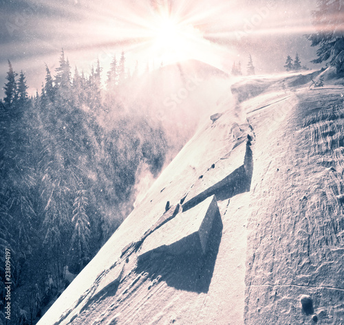 Fototapeta avalanche on a dangerous slope