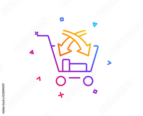Cross sell line icon. Market retail sign. Gradient line button. Cross sell icon design. Colorful geometric shapes. Vector