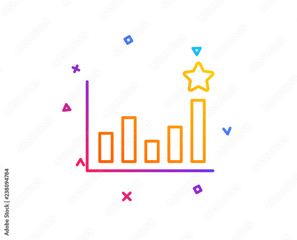 Efficacy line icon. Business chart sign. Analysis graph symbol. Gradient line button. Efficacy icon design. Colorful geometric shapes. Vector Efficacy line icon. Business chart sign. Analysis graph symbol. Gradient line button. Efficacy icon design. Colorful geometric shapes. Vector