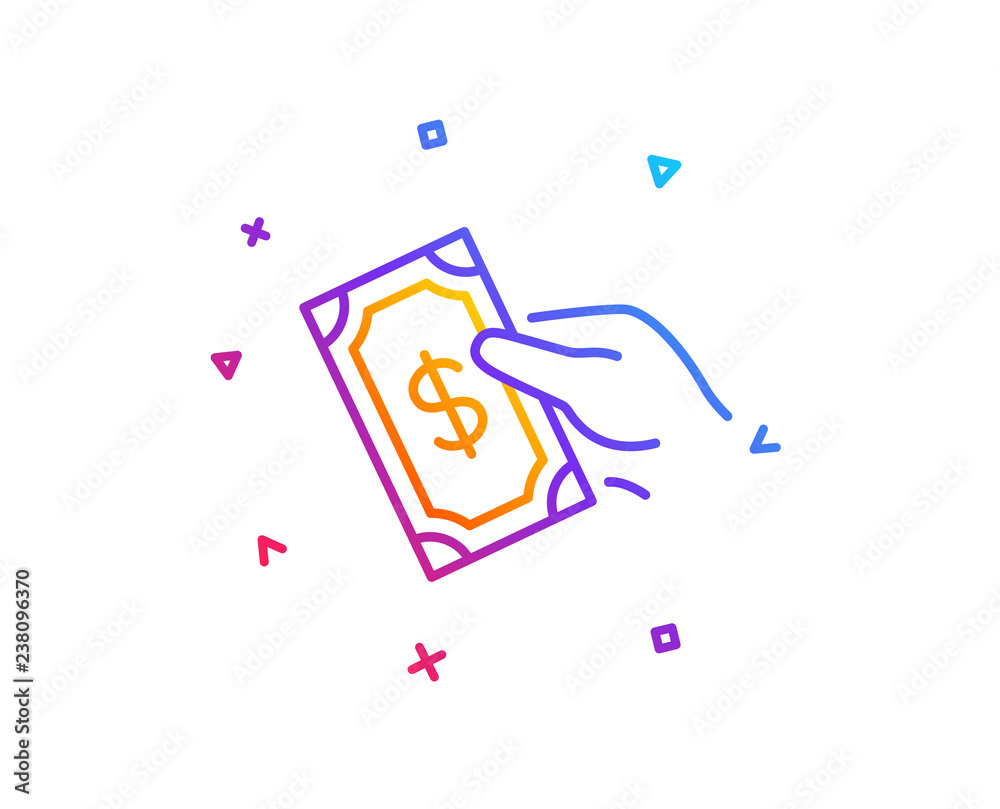 Payment line icon. Dollar exchange sign. Finance symbol. Gradient line button. Pay money icon design. Colorful geometric shapes. Vector Payment line icon. Dollar exchange sign. Finance symbol. Gradient line button. Pay money icon design. Colorful geometric shapes. Vector