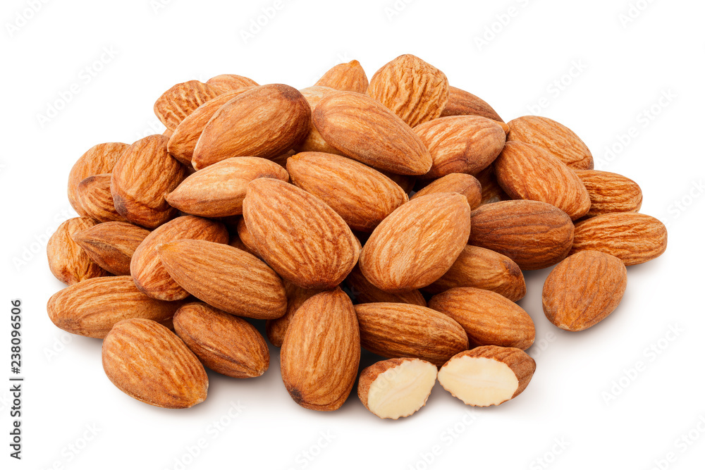 almond isolated on white background, clipping path, full depth of field almond isolated on white background, clipping path, full depth of field