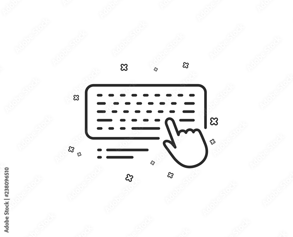 Keyboard line icon. Computer component device sign. Geometric shapes. Random cross elements. Linear Computer keyboard icon design. Vector Keyboard line icon. Computer component device sign. Geometric shapes. Random cross elements. Linear Computer keyboard icon design. Vector