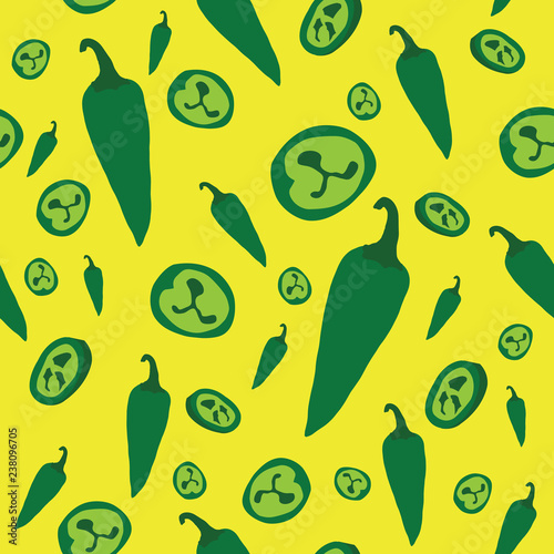 green Jalapeno pepper seamless pattern