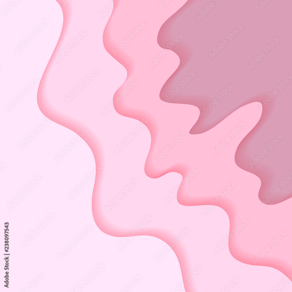 Tender pink abstract wavy paper cut background. Cute square wallpaper with  waves of light and dark rose color for banner design, decoration Stock  Vector | Adobe Stock