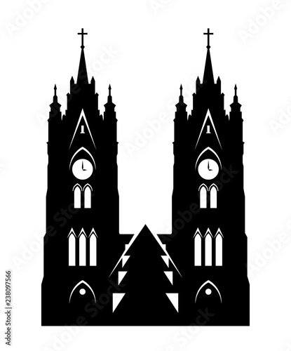 Basilica of the National Vow - Vector illustration of Ecuadorian Cathedral Church isolated on white. photo