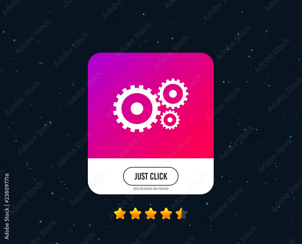 Cog settings sign icon. Cogwheel gear mechanism symbol. Web or internet icon design. Rating stars. Just click button. Vector Cog settings sign icon. Cogwheel gear mechanism symbol. Web or internet icon design. Rating stars. Just click button. Vector