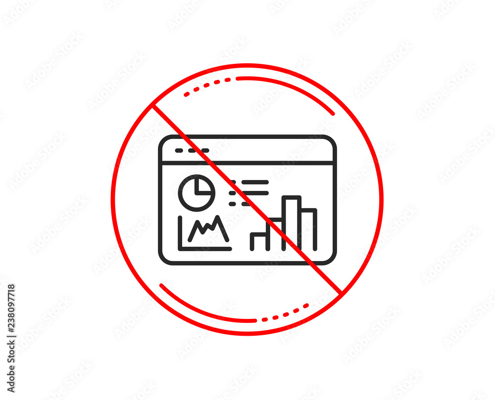 No or stop sign. Seo statistics line icon. Search engine optimization sign. Analytics chart symbol. Caution prohibited ban stop symbol. No icon design. Vector No or stop sign. Seo statistics line icon. Search engine optimization sign. Analytics chart symbol. Caution prohibited ban stop symbol. No icon design. Vector