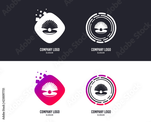 Logotype concept. Sea shell with pearl sign icon. Conch symbol. Travel icon. Logo design. Colorful buttons with icons. Vector