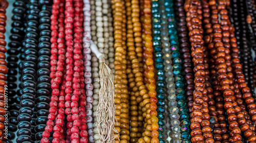 traditional handicraft made from colorful beads sold at souvenir market in Samarinda, Indonesia
