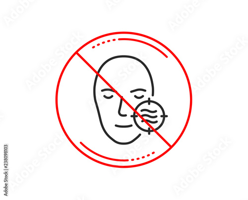 No or stop sign. Problem face skin line icon. Need facial care sign. Target symbol. Caution prohibited ban stop symbol. No  icon design.  Vector