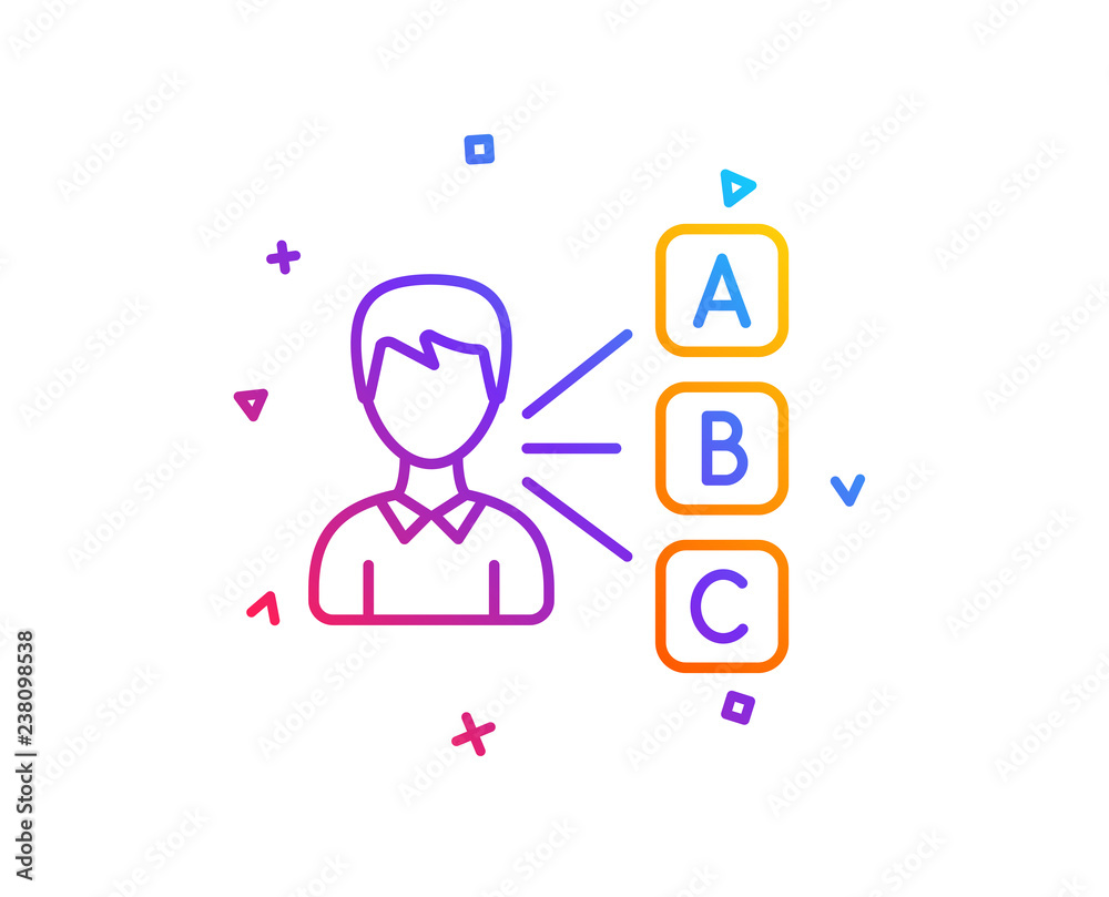 Opinion or choice line icon. Select answer sign. Business test symbol. Gradient line button. Opinion icon design. Colorful geometric shapes. Vector