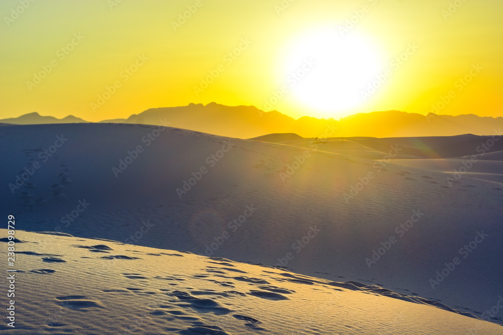 Sunset Over White Sands National Monument Park in New Mexico