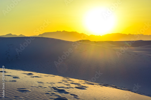 Sunset Over White Sands National Monument Park in New Mexico © Vincent