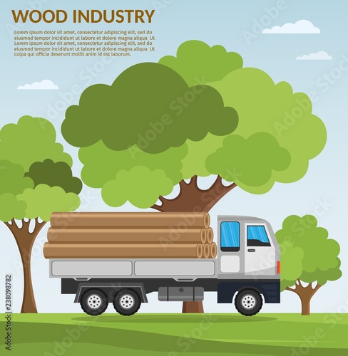 Timber Sawmill woodcutter lumber or hardwood background flat elements