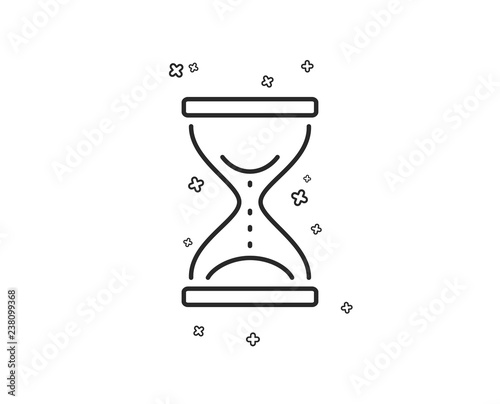 Time hourglass line icon. Sand watch sign. Geometric shapes. Random cross elements. Linear Time hourglass icon design. Vector