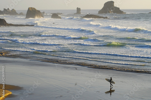 Canvas Print Lone Surfer on Oregon Pacific Coast
