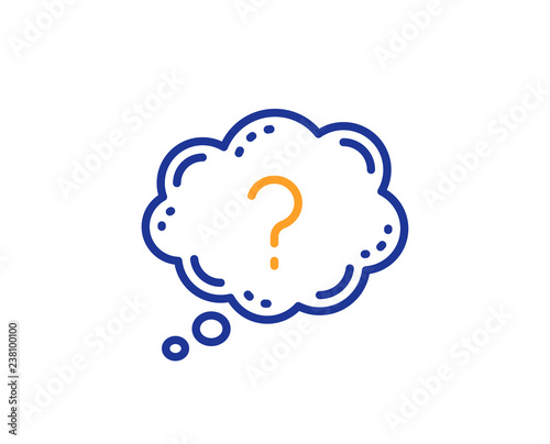 Question mark line icon. Quiz chat bubble sign. Colorful outline concept. Blue and orange thin line color Question mark icon. Vector