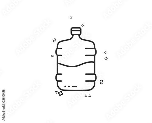 Water cooler bottle line icon. Still aqua drink sign. Liquid symbol. Geometric shapes. Random cross elements. Linear Cooler bottle icon design. Vector