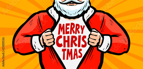 Funny Santa Claus. Christmas greeting card. Vector illustration