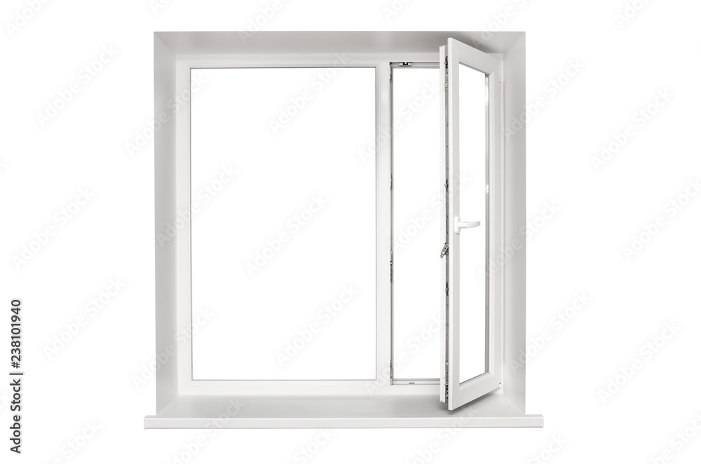 White plastic window isolated on white background White plastic window isolated on white background