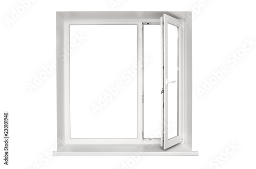 White plastic window isolated on white background