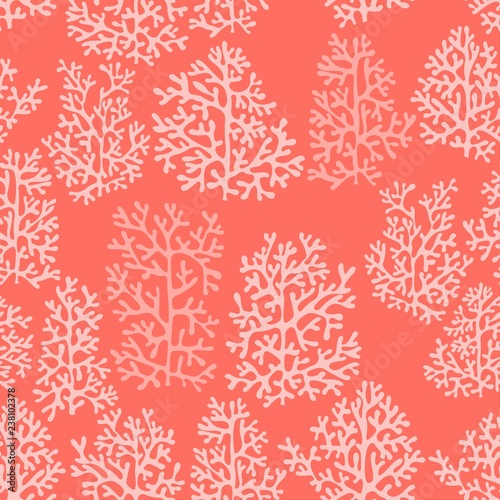 Corals. Bright red vector seamless pattern