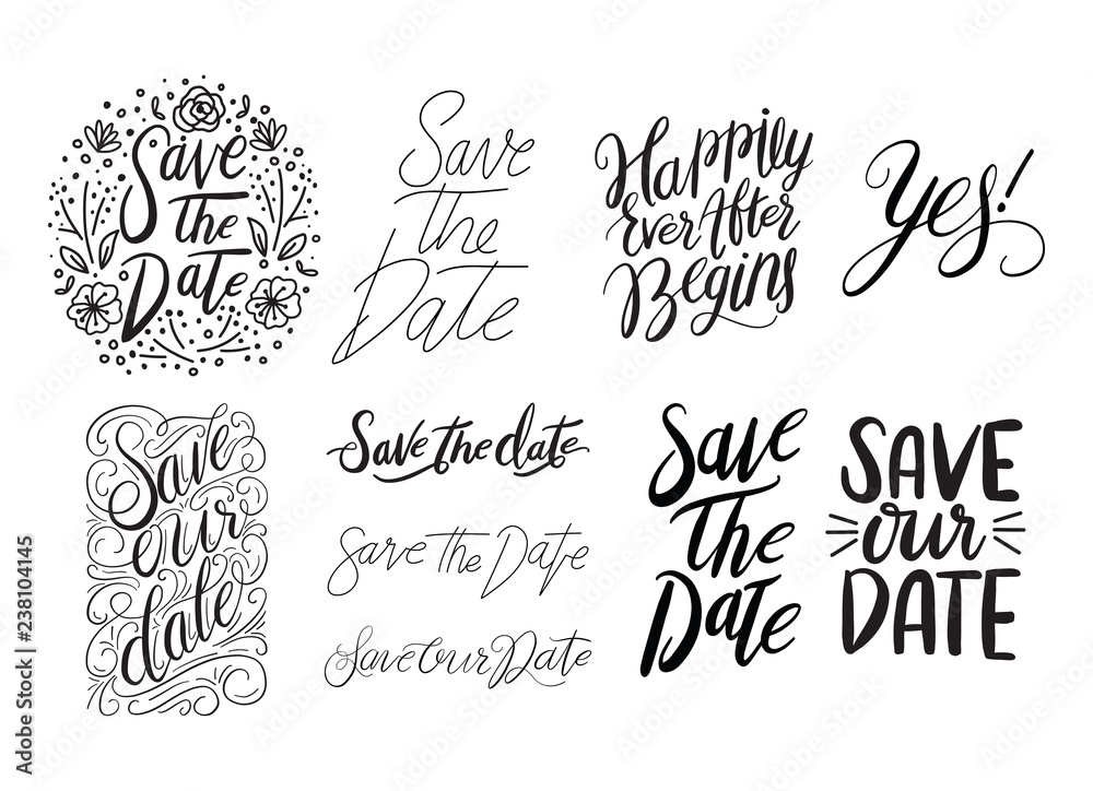 Save the Date Lettering. Save the Date Overlays in Black and White. Save the Date Lettering. Save the Date Overlays in Black and White.