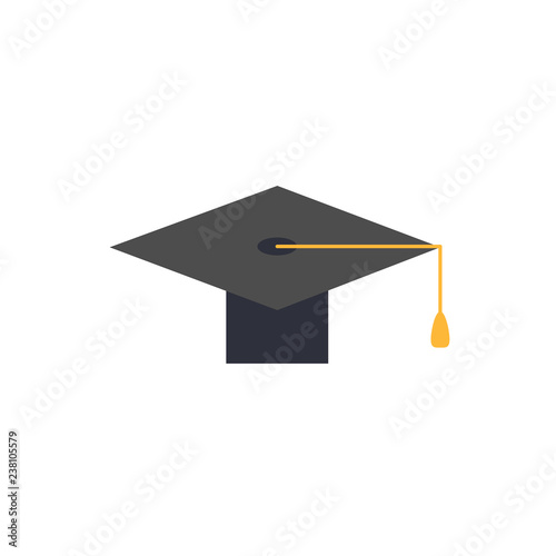 Vector illustration. Icon of graduation hat for online education design card. 