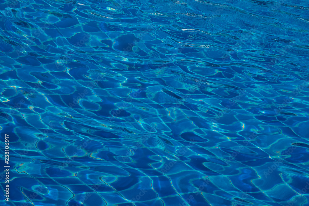 Blue and bright ripple water surface in swimming pool with sun reflection. Blue and bright ripple water surface in swimming pool with sun reflection.