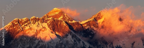 mount Everest Lhotse Nepal Himalayas mountains sunset photo