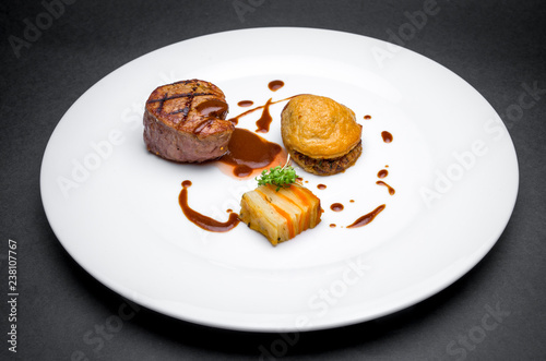 Beef steak with demi-glace sauce