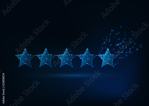 Five stars rating concept. Client satisfaction, luxury service evaluation.