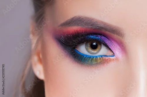 Obraz Amazing Bright eye makeup in luxurious blue shades. Pink and blue color, colored eyeshadow