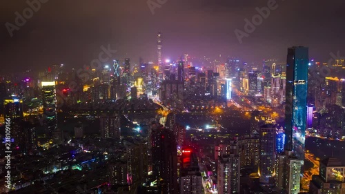 Wallpaper Mural night illuminated shenzhen cityscape downtown aerial panorama timelapse 4k china
 Torontodigital.ca