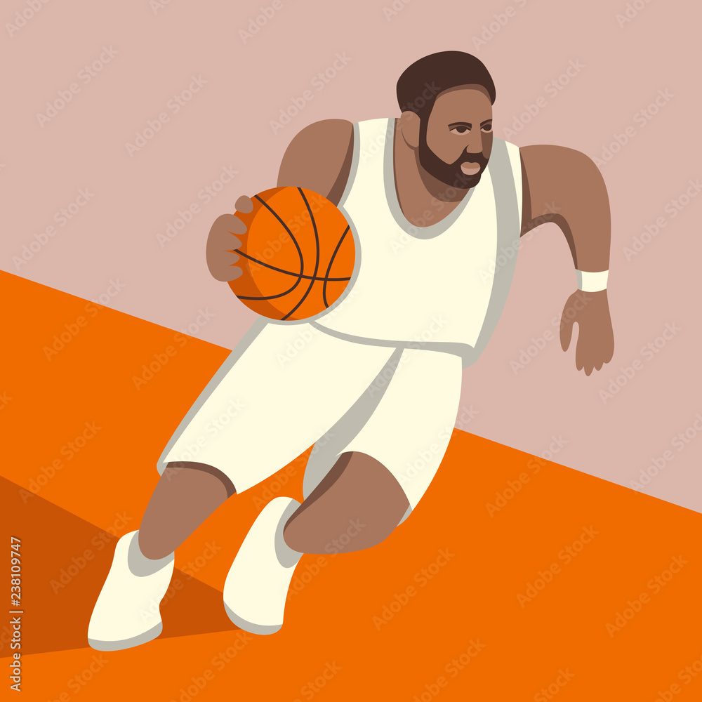 basketball player in action  vector illustration , 