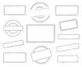 Big set of empty rubber stamps. Vector illustration on white background