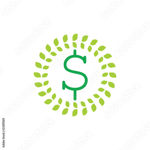 money dollar leafs logo vector