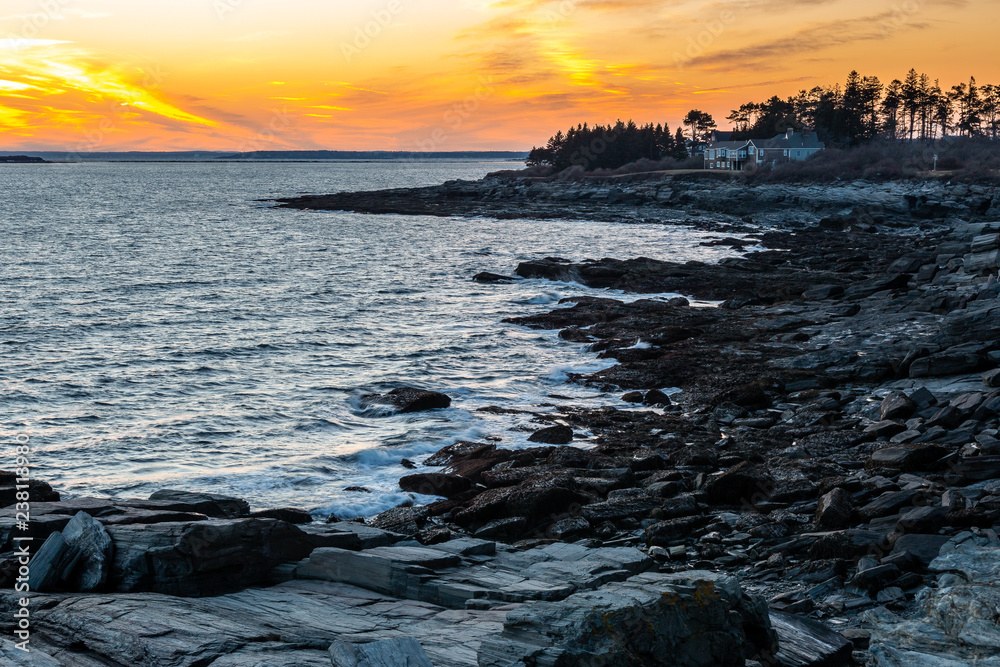 Fototapeta premium A great sunset at Two Lights State Park, Maine. 