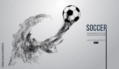 Abstract silhouette of a football ball on the white background from particles. Soccer ball. World and european league. Background can be changed to any other. Vector illustration