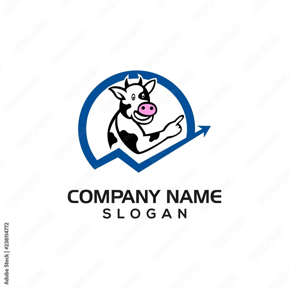 Cow and statistics for SEO or marketing logo templates with vector files