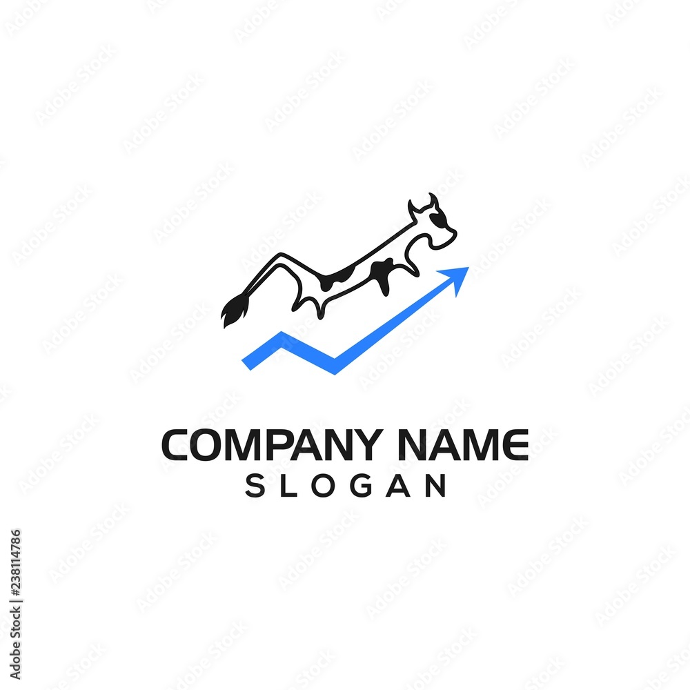 Cow and statistical data for SEO or financial logo templates with vector files