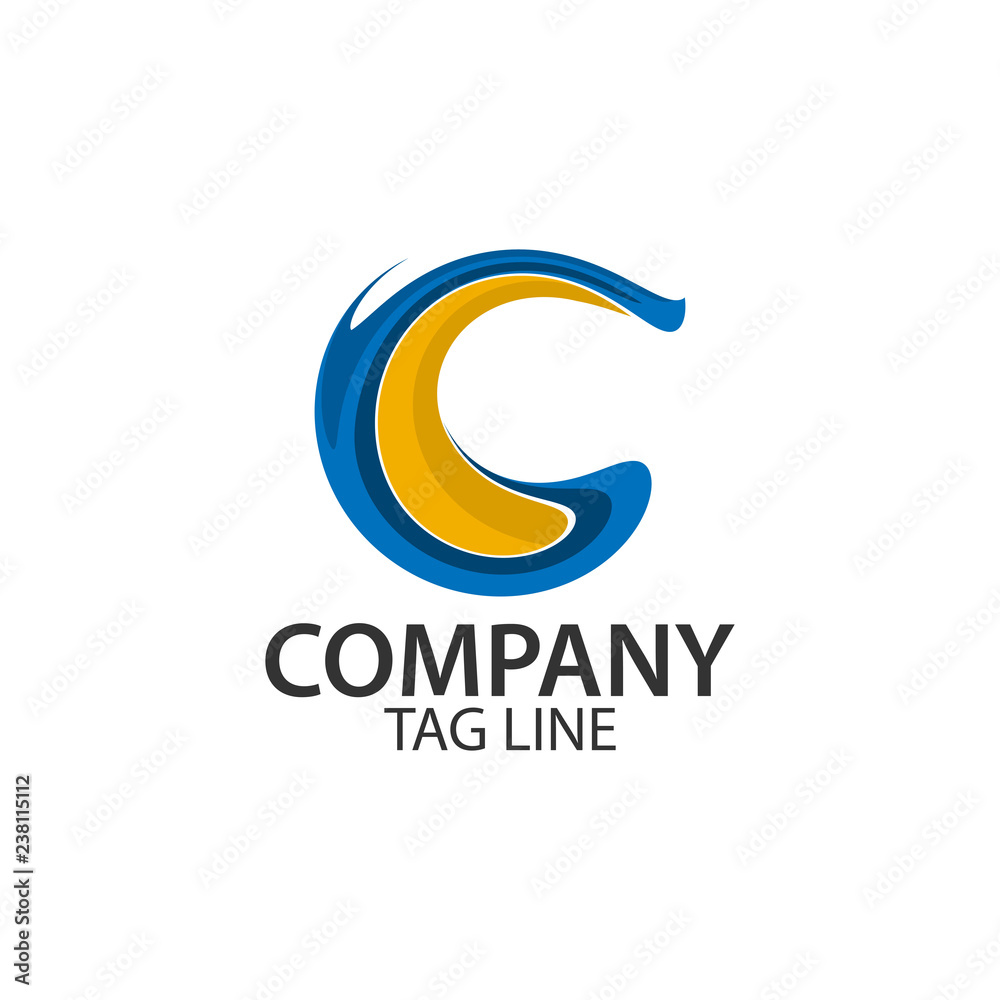 Fototapeta premium C water on white background. logo stock vector